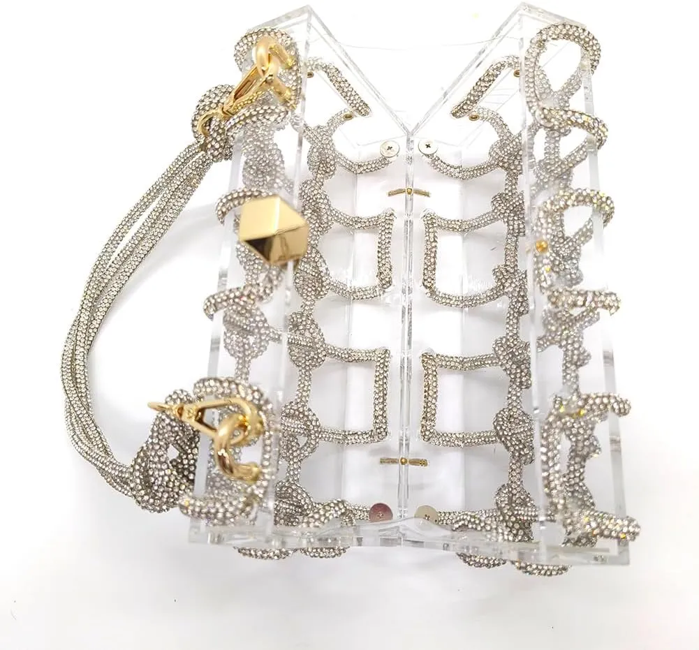 Clear Acrylic Bag Rhinestone Acrylic Clutch Crystal Evening Purses for Women Glitter Handbag for Wedding Cocktail Party Prom