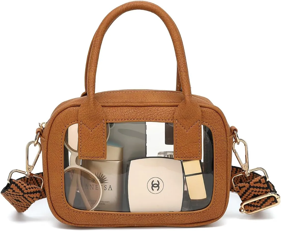 Clear Crossbody Bag Stadium Approved, Top Handle Clear Stadium Purse for Women Clear Bag for Stadium Events, Concerts