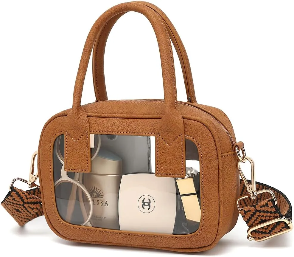Clear Crossbody Bag Stadium Approved, Top Handle Clear Stadium Purse for Women Clear Bag for Stadium Events, Concerts