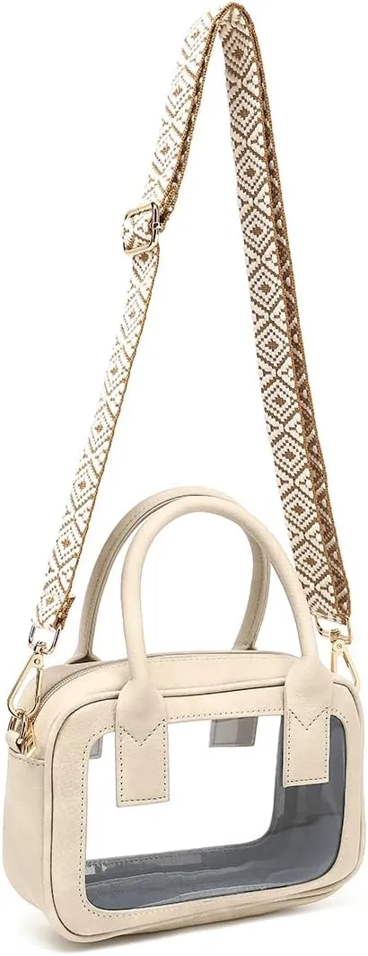 Clear Crossbody Bag Stadium Approved, Top Handle Clear Stadium Purse for Women Clear Bag for Stadium Events, Concerts