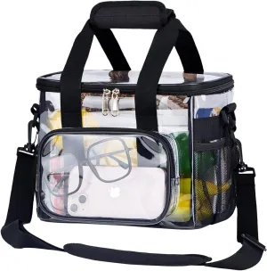 Clear Lunch Bag 10-Can with Adjustment Shouder Strap for Women/Men, Reusable Clear Lunch Box/Clear Tote Bag Stadium Approved for Work,School,Picnic,Security Check(Medium)