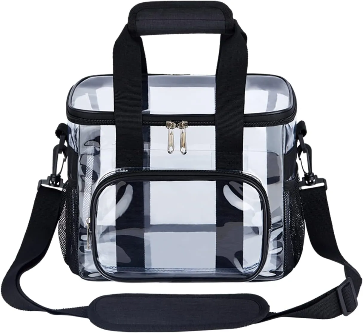 Clear Lunch Bag 10-Can with Adjustment Shouder Strap for Women/Men, Reusable Clear Lunch Box/Clear Tote Bag Stadium Approved for Work,School,Picnic,Security Check(Medium)