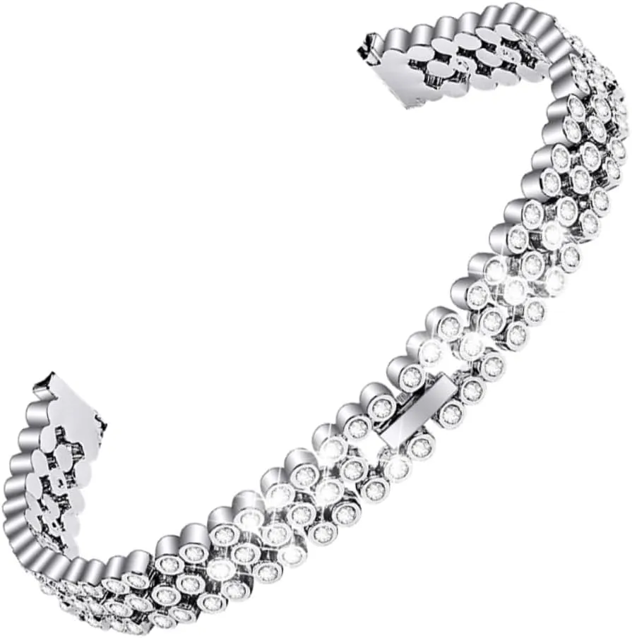 CLISPEED Silver Rhinestone Watchband Replacement for Elegant Wristband for Women Fits Wrists and Fashionable Design Sparkling Accessory for Stylish Looks