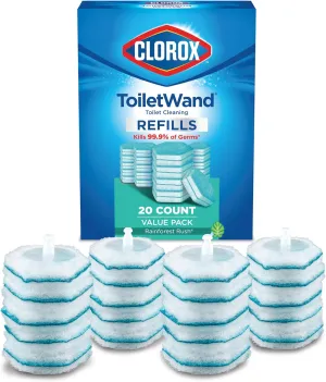 Clorox ToiletWand Disinfecting Refills, Disposable Wand Heads - Rainforest Rush - 20 Count (Package May Vary)