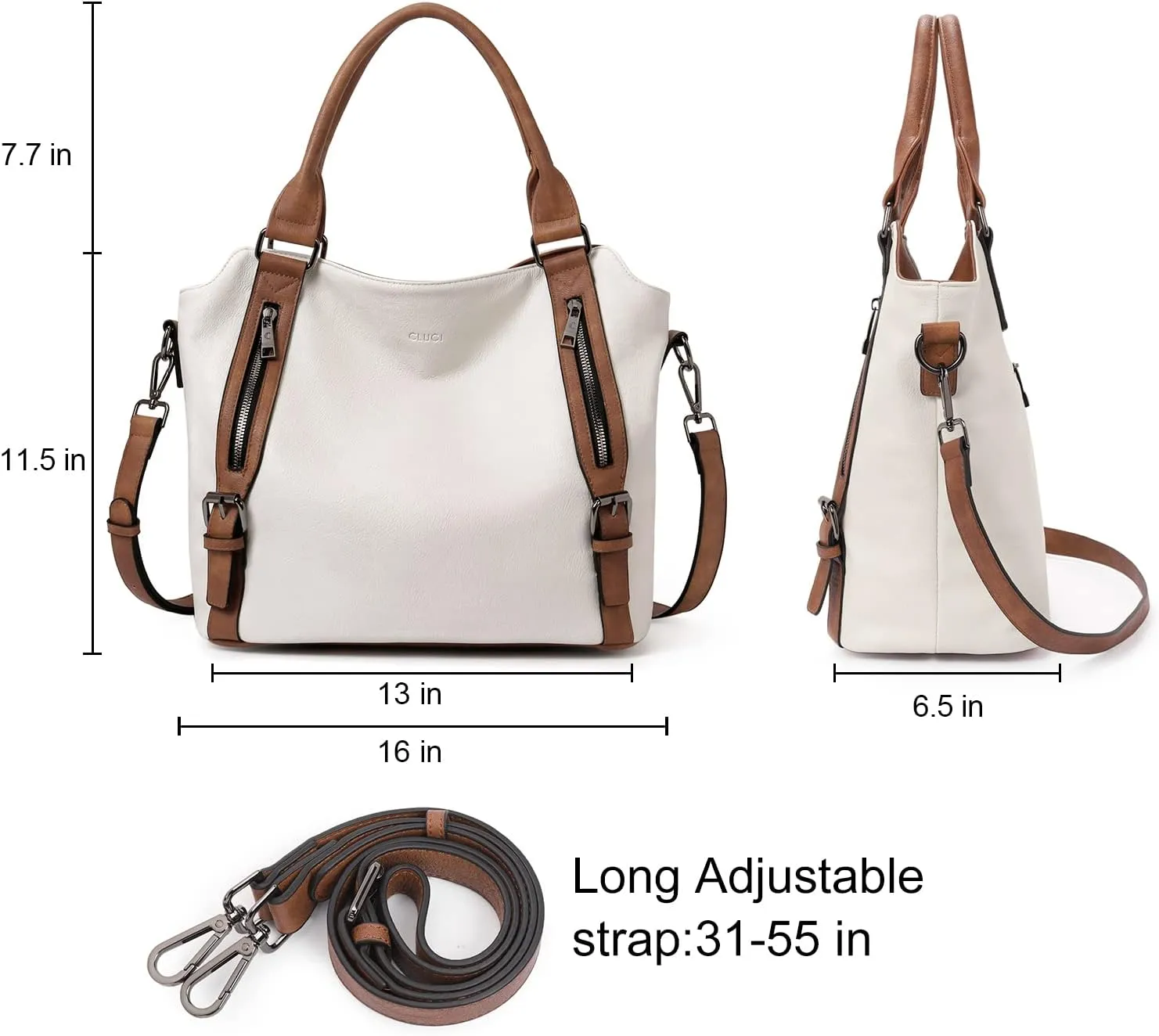 CLUCI Purses for Women Vegan Leather Handbags Tote Purse Shoulder Bag Large Ladies Hobo Bags