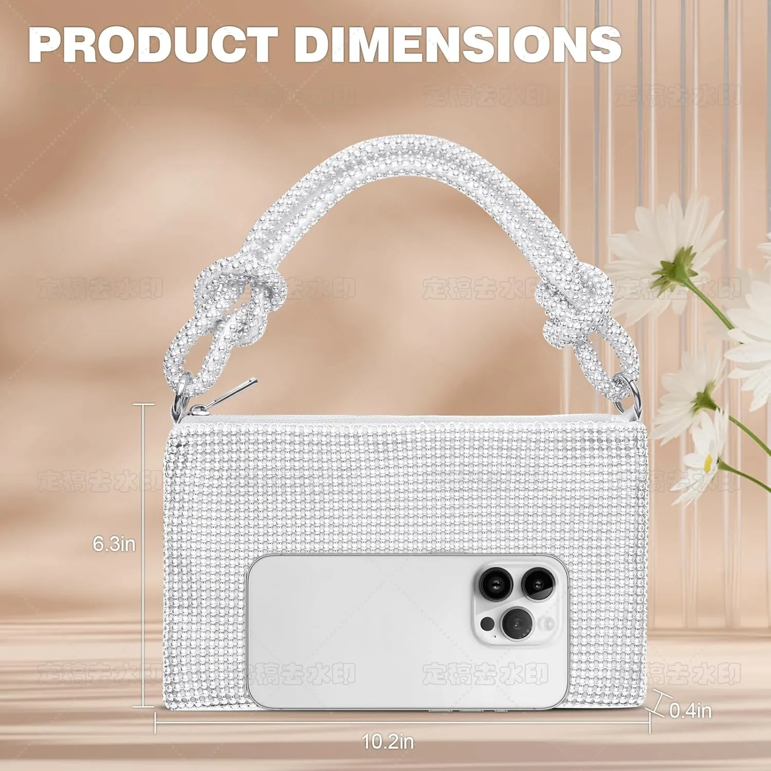 Clutch Purse for Women,Sparkly Rhinestone Evening Bag Wedding & Party Accessories,Handbag Fits Phone,Wallet & Lipstick