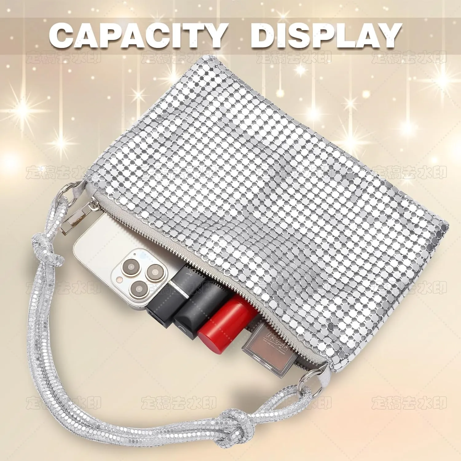 Clutch Purse for Women,Sparkly Rhinestone Evening Bag Wedding & Party Accessories,Handbag Fits Phone,Wallet & Lipstick
