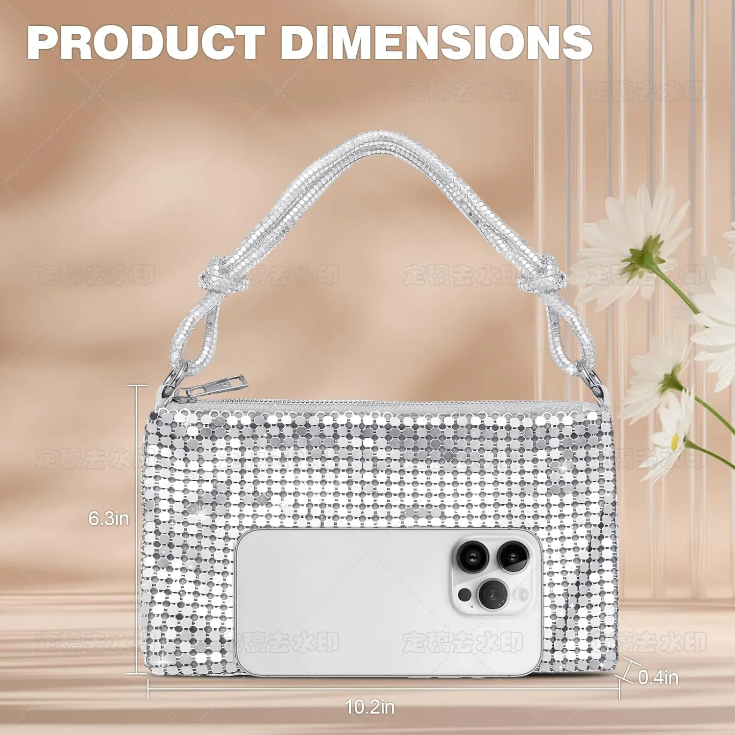 Clutch Purse for Women,Sparkly Rhinestone Evening Bag Wedding & Party Accessories,Handbag Fits Phone,Wallet & Lipstick