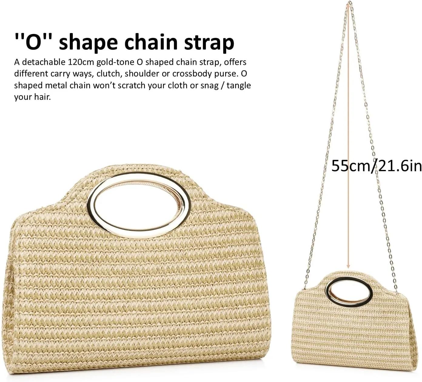 Clutch Purses for Women Cut Out Handle Clutch PU Leather/Straw Evening Bag for Wedding Party and Prom