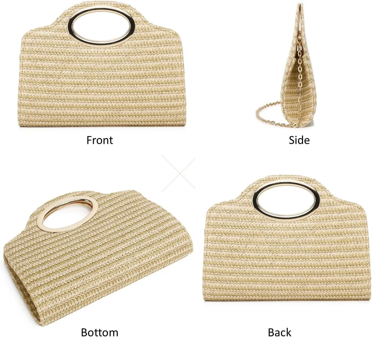 Clutch Purses for Women Cut Out Handle Clutch PU Leather/Straw Evening Bag for Wedding Party and Prom