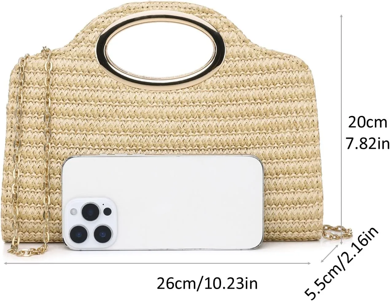 Clutch Purses for Women Cut Out Handle Clutch PU Leather/Straw Evening Bag for Wedding Party and Prom
