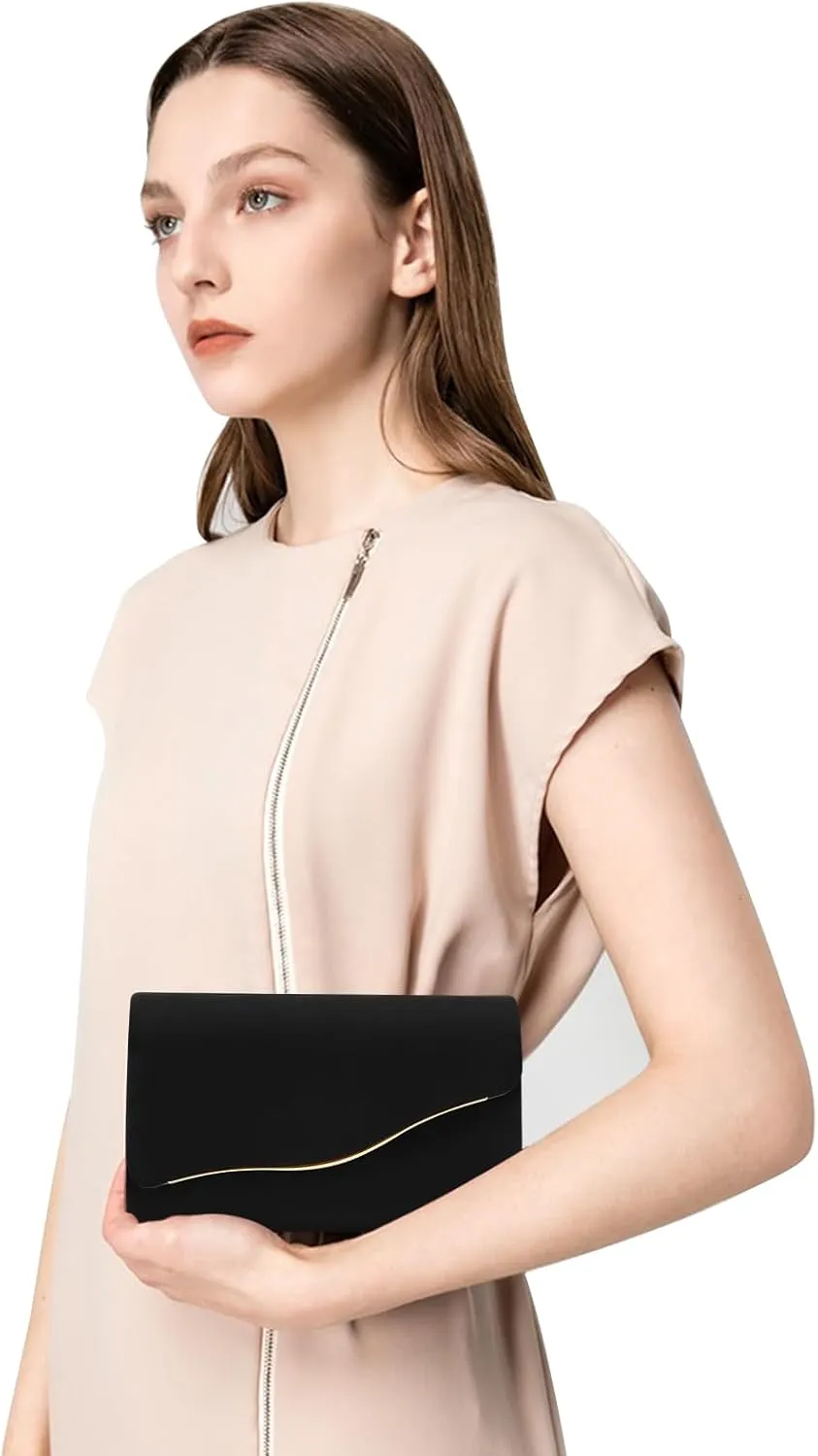 Clutch Purses for Women Evening Bag Faux Suede Formal Party Wedding Cocktail Prom