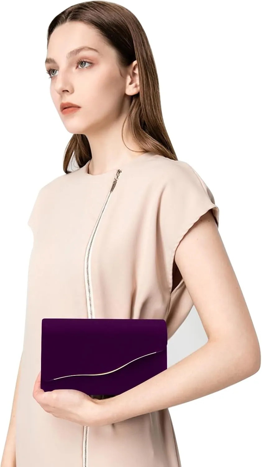 Clutch Purses for Women Evening Bag Faux Suede Formal Party Wedding Cocktail Prom