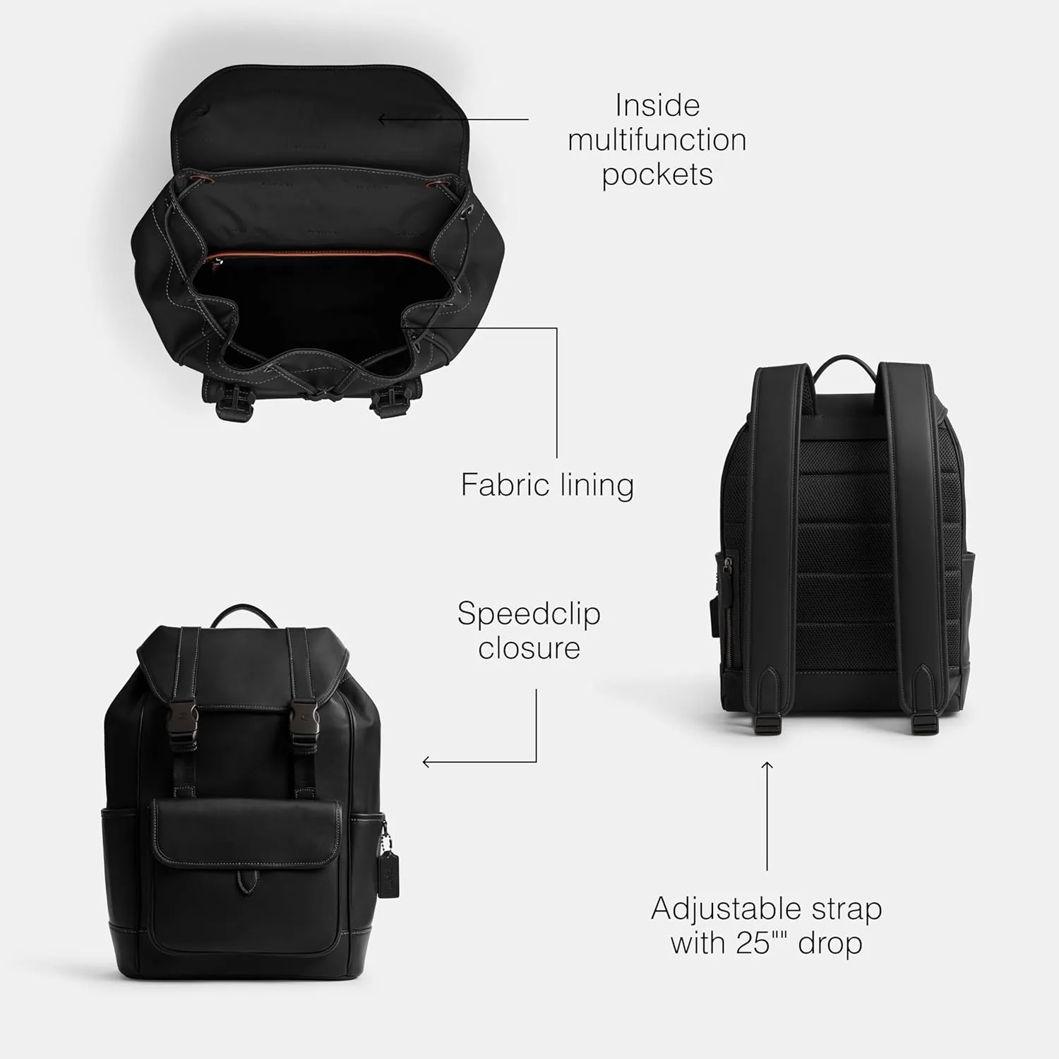 Coach League Flap Backpack, Black