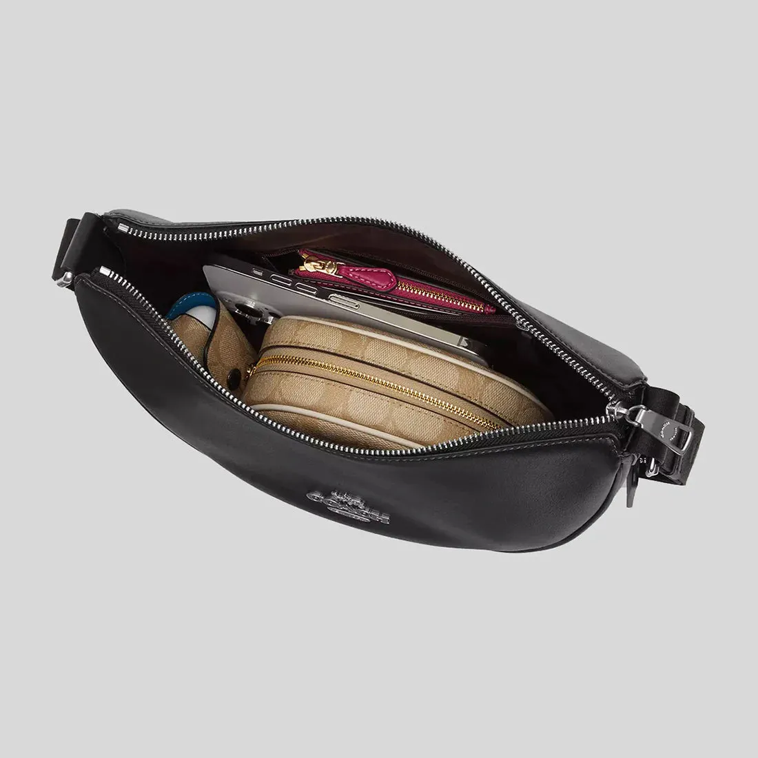 COACH Pace Shoulder Bag Silver/Black RS-CT644