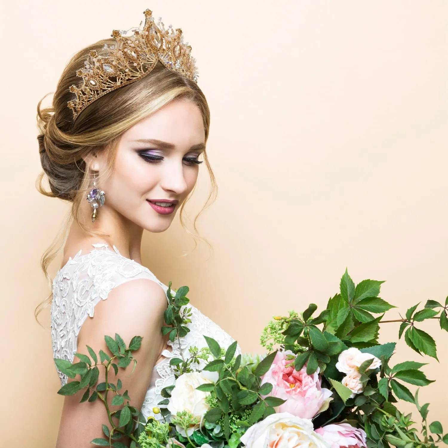 COCIDE Gold Crowns for Women Crystal Tiara for Girl Rhinestones Hair Accessories for Wedding Bride Bridal Bridesmaids Birthday Party Halloween Costume Cosplay Prom