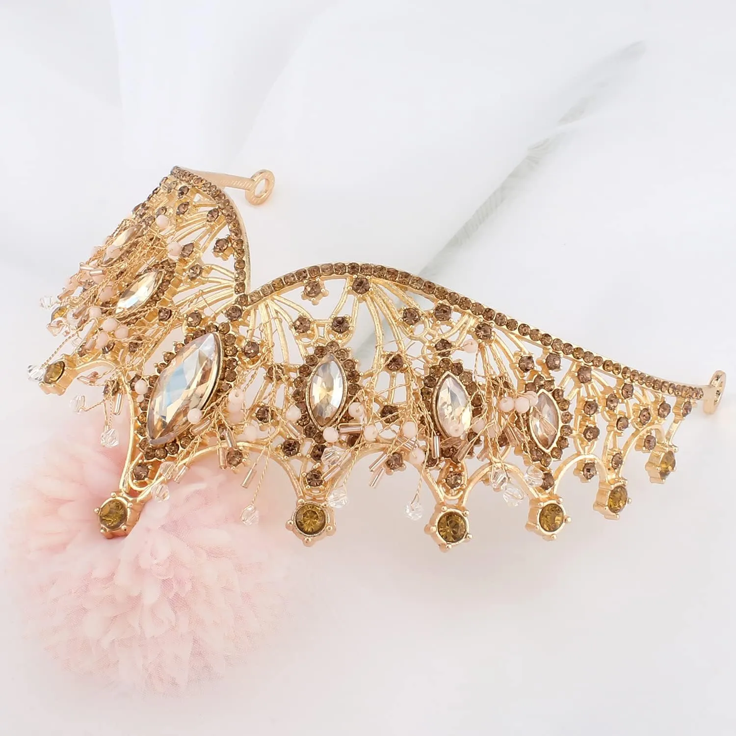 COCIDE Gold Crowns for Women Crystal Tiara for Girl Rhinestones Hair Accessories for Wedding Bride Bridal Bridesmaids Birthday Party Halloween Costume Cosplay Prom