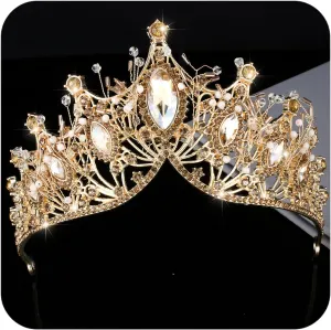 COCIDE Gold Crowns for Women Crystal Tiara for Girl Rhinestones Hair Accessories for Wedding Bride Bridal Bridesmaids Birthday Party Halloween Costume Cosplay Prom