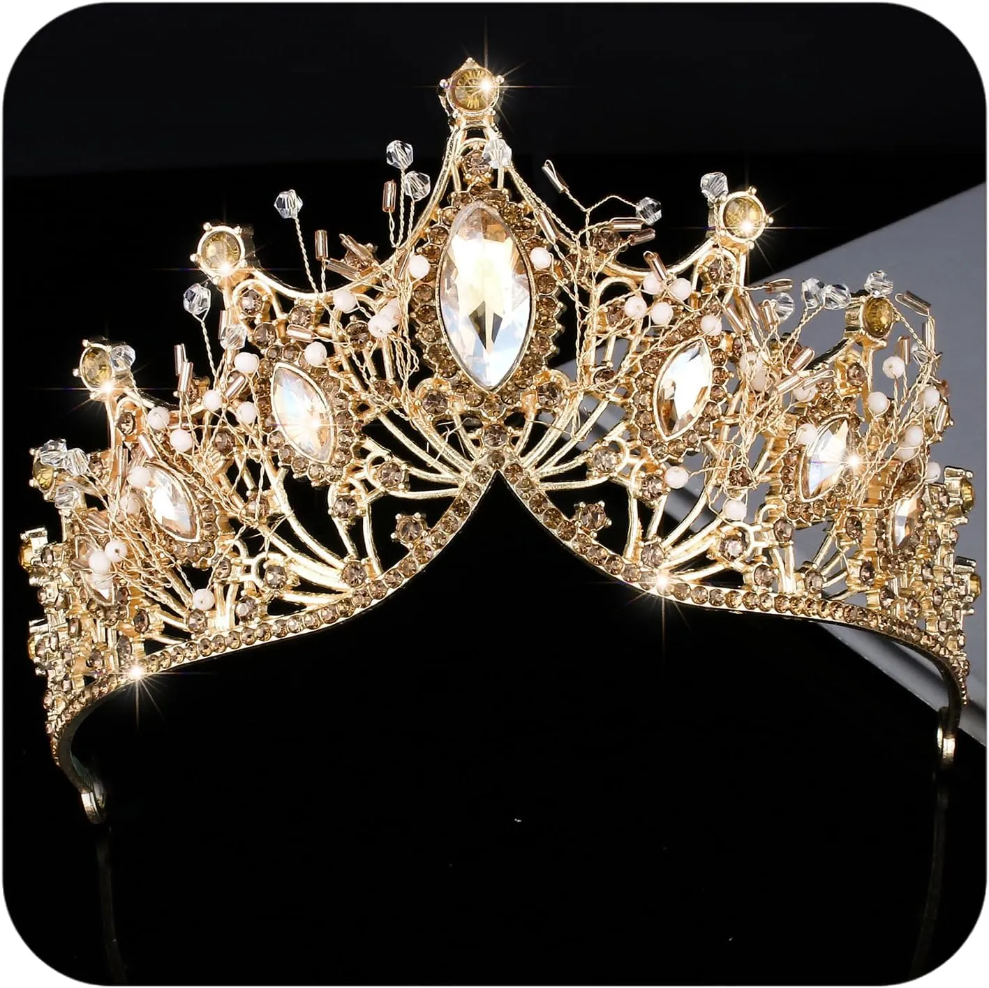 COCIDE Gold Crowns for Women Crystal Tiara for Girl Rhinestones Hair Accessories for Wedding Bride Bridal Bridesmaids Birthday Party Halloween Costume Cosplay Prom