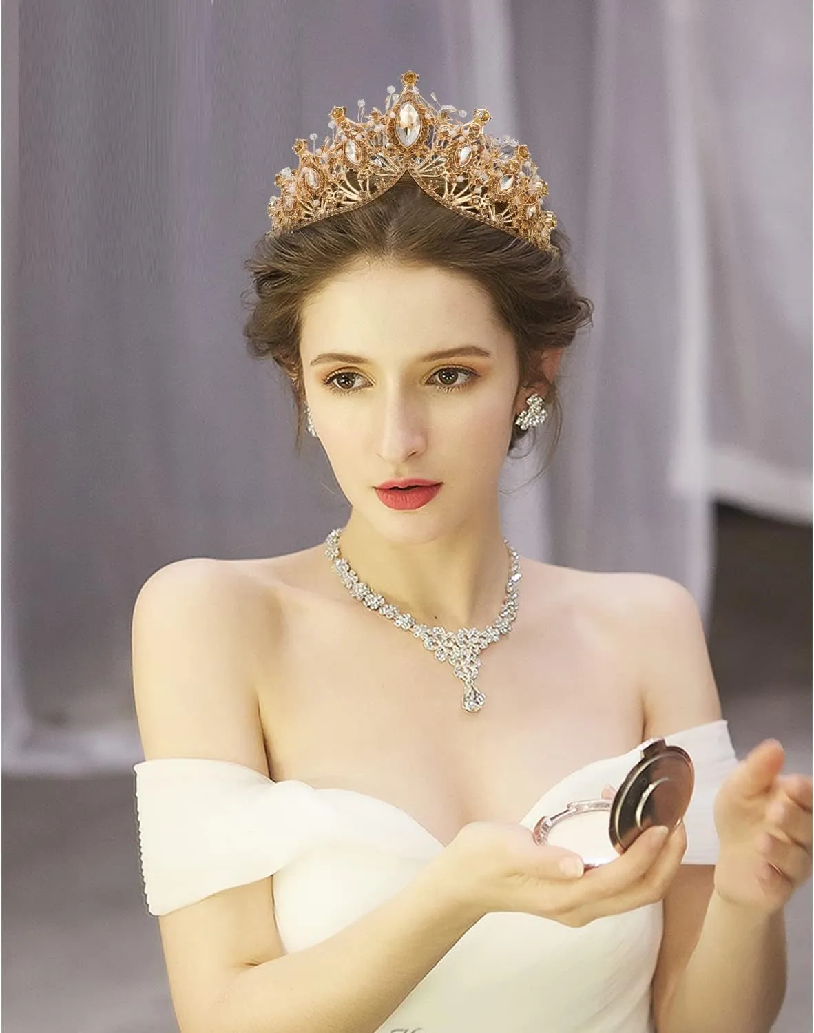 COCIDE Gold Crowns for Women Crystal Tiara for Girl Rhinestones Hair Accessories for Wedding Bride Bridal Bridesmaids Birthday Party Halloween Costume Cosplay Prom