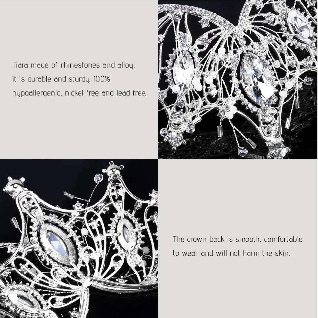 COCIDE Silver Crown for Women Baroque Queen Crown and Tiara for Women Crystal Headband Mermaid Crown Princess Tiaras Hair Accessories for Bride Party Bridesmaids Halloween Costume Cos-play Gift