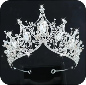 COCIDE Silver Crown for Women Baroque Queen Crown and Tiara for Women Crystal Headband Mermaid Crown Princess Tiaras Hair Accessories for Bride Party Bridesmaids Halloween Costume Cos-play Gift