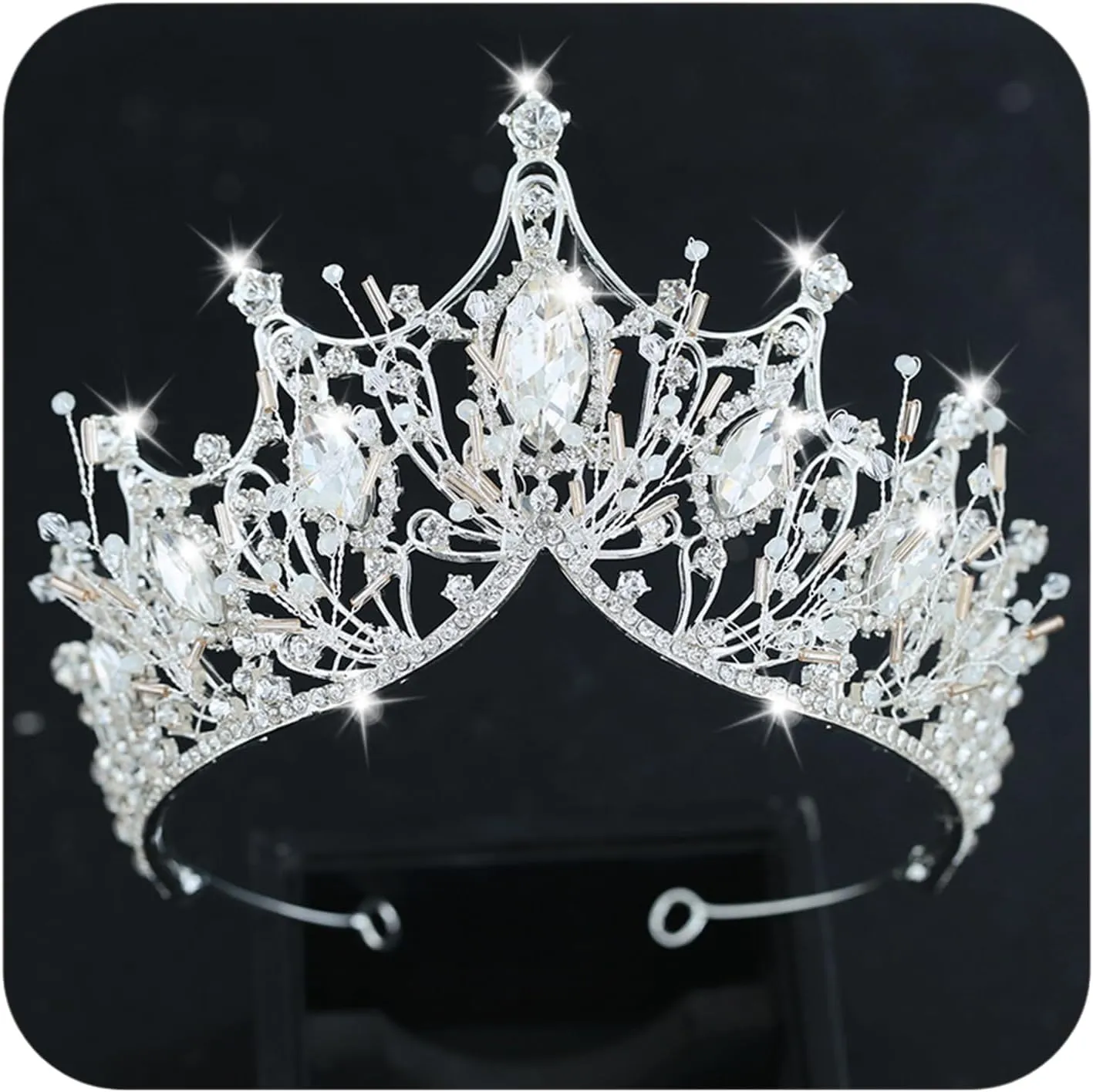 COCIDE Silver Crown for Women Baroque Queen Crown and Tiara for Women Crystal Headband Mermaid Crown Princess Tiaras Hair Accessories for Bride Party Bridesmaids Halloween Costume Cos-play Gift
