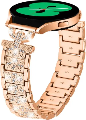 Compatible with Galaxy Watch 3 41mm Band Strap, Stainless Steel Watchband Bling Rhinestone Replacement Bracelet Bands for Samsung Galaxy Watch 42mm/Active/Gear S2