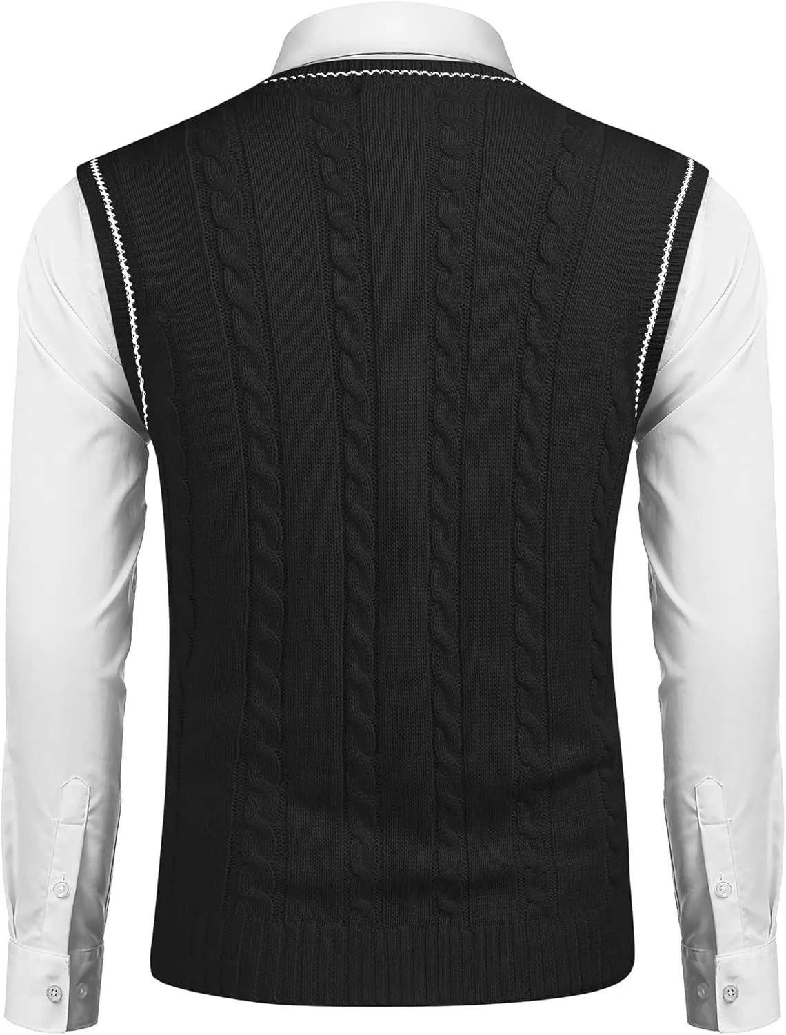 COOFANDY Men's Sweater Vest V Neck Slim Fit Casual Sleeveless Twisted Knitted Pullover Sweater