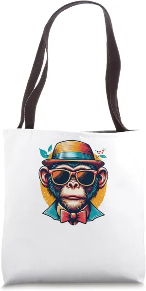 Cool Monkey with Sunglasses a Hat and Chic Bow Tie Tote Bag