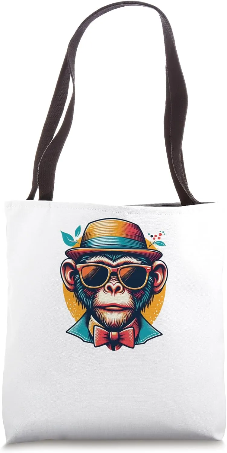 Cool Monkey with Sunglasses a Hat and Chic Bow Tie Tote Bag