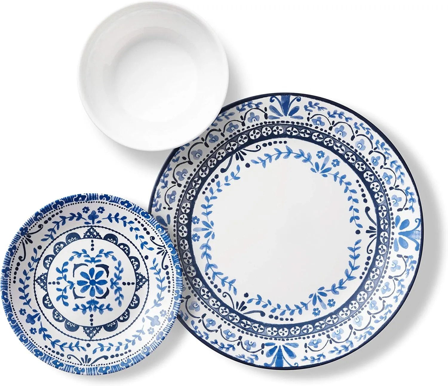 Corelle Portofino Round Dinnerware Set for 6 | Service for 6, 18 Piece Set | Triple Layer Strong Glass is Resistant to Chips and Cracks & White Meal Bowls for Pasta, Salad, and More | 4 Pack, 46 Oz