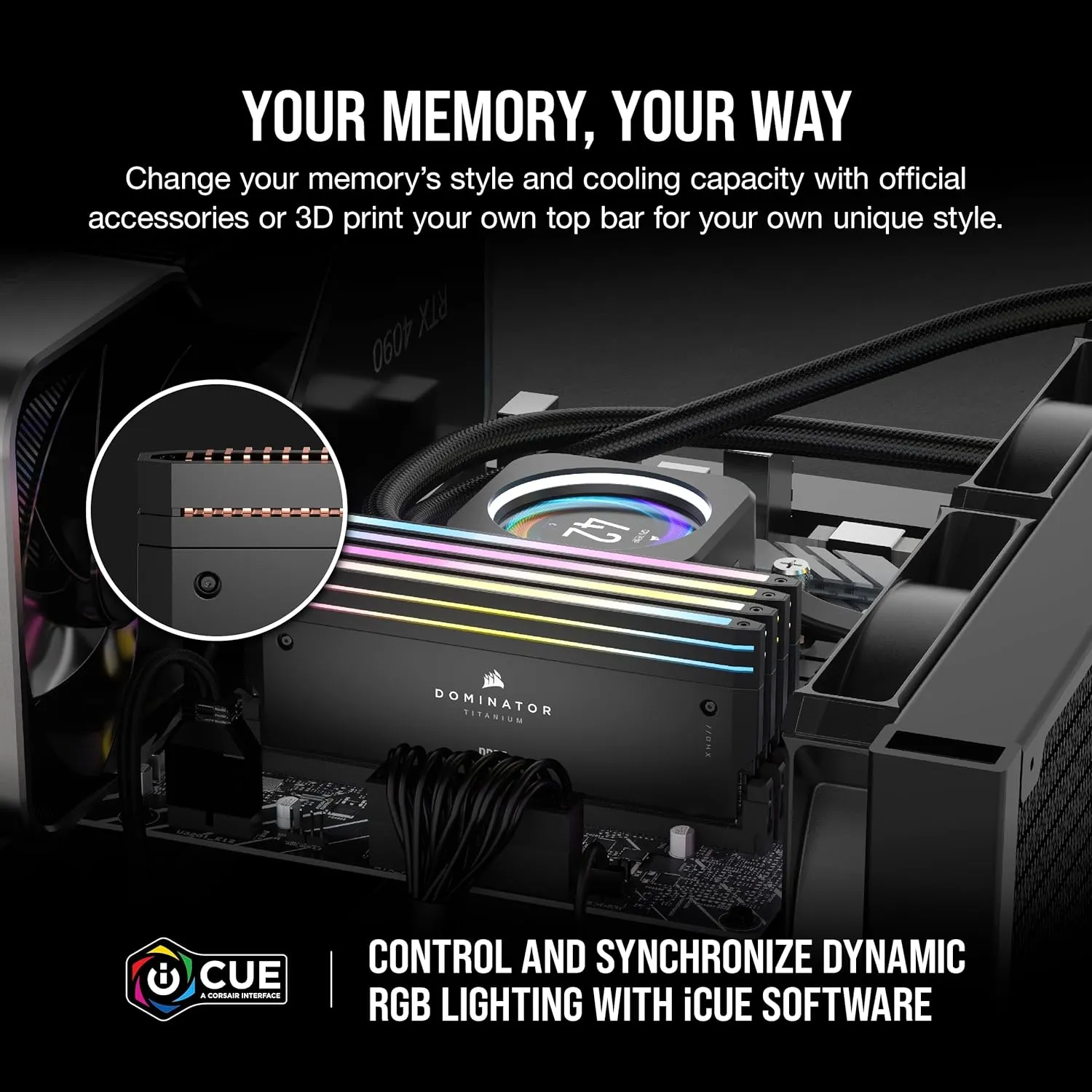 CORSAIR Dominator Titanium RGB DDR5 RAM 32GB (2x16GB) DDR5 7000MHz CL34 Intel XMP iCUE Compatible Computer Memory - Black (CMP32GX5M2X7000C34)