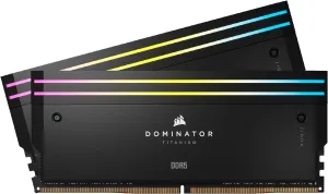 CORSAIR Dominator Titanium RGB DDR5 RAM 96GB (2x48GB) DDR5 6600MHz CL32 Intel XMP iCUE Compatible Computer Memory - Black (CMP96GX5M2B6600C32)