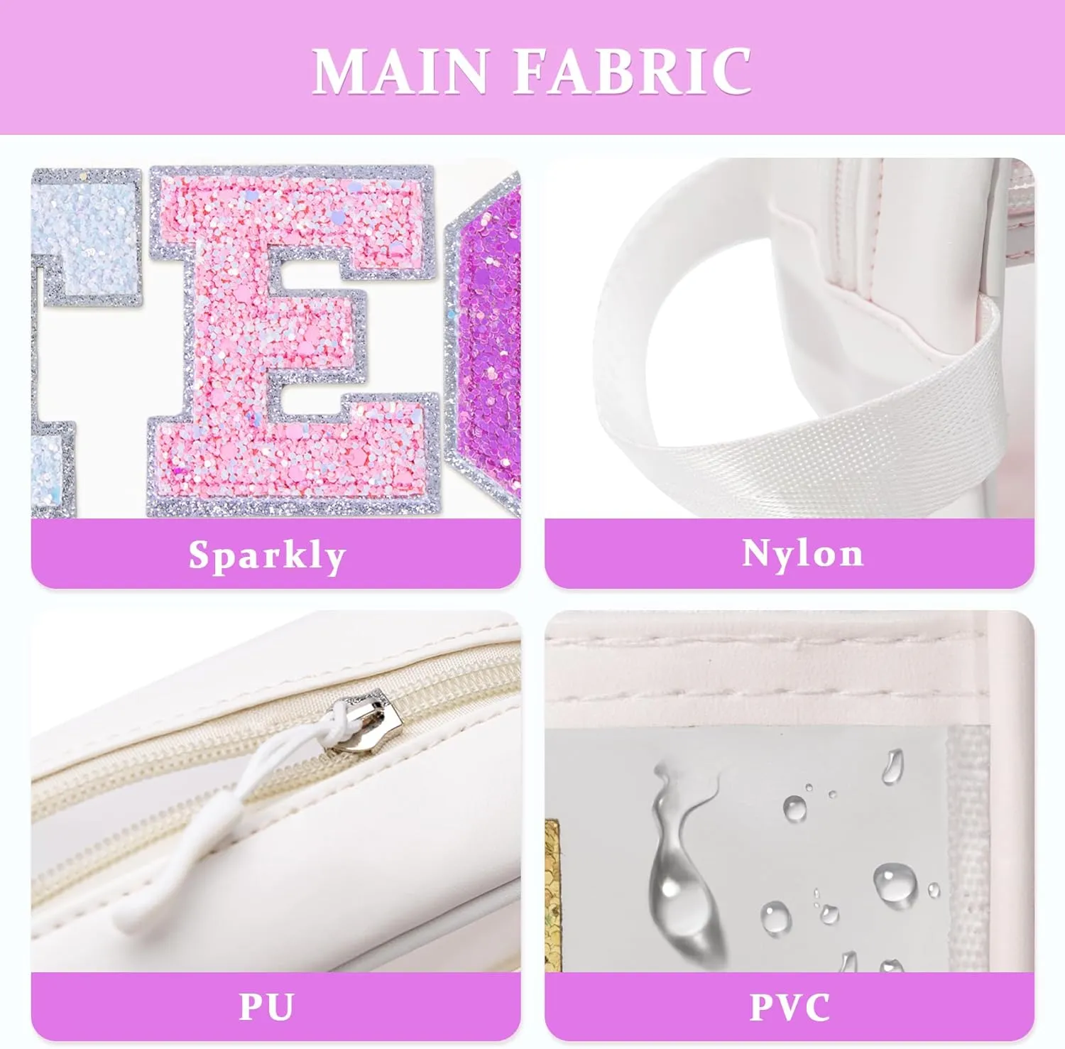 COSHAYSOO Clear Electronic Accessories Storage Bag Preppy Letter Patch Travel Pouch for Women Teens Girls, Cable Cord Charger Phone Earphone Organizer Trendy Traveling Must Have Essentials (TECH)
