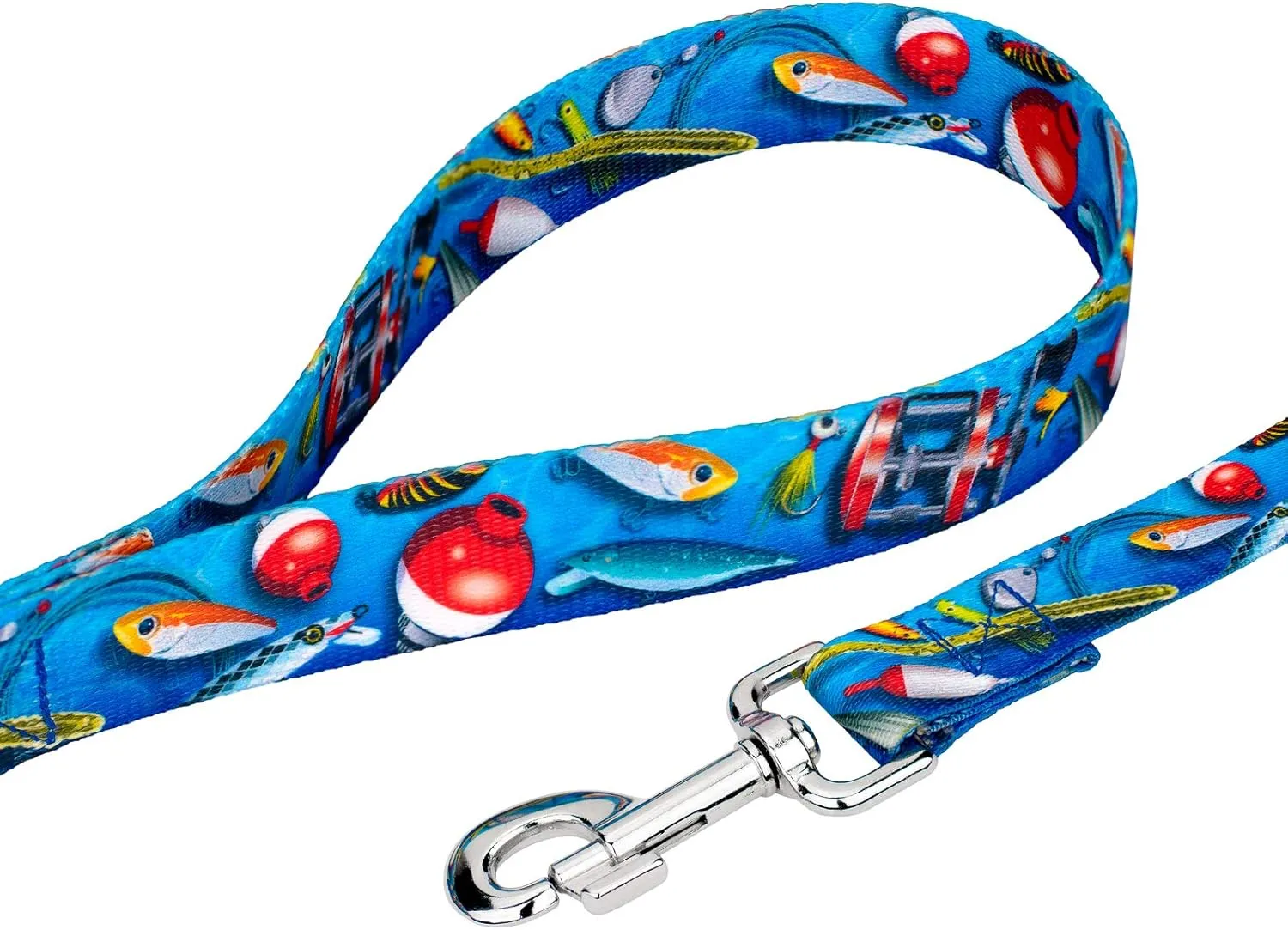 Country Brook Petz - Deluxe Gone Fishin' Dog Collar and Leash - Sports and Athletics Collection Featuring Spirited Designs (1 Inch, Large)