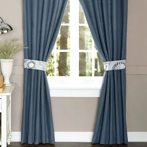 Croscill Yachtsman Rod Pocket Window Curtain Panel Set, Medium Blue