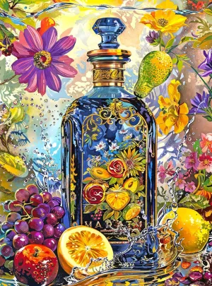 Cross & Glory - Sundry & Vice: Opulent Botanical Gin Bottle - 1000 Piece Jigsaw Puzzle for Adults | Fruitful Elixir Gin Garden Gala | Challenging & Vibrant