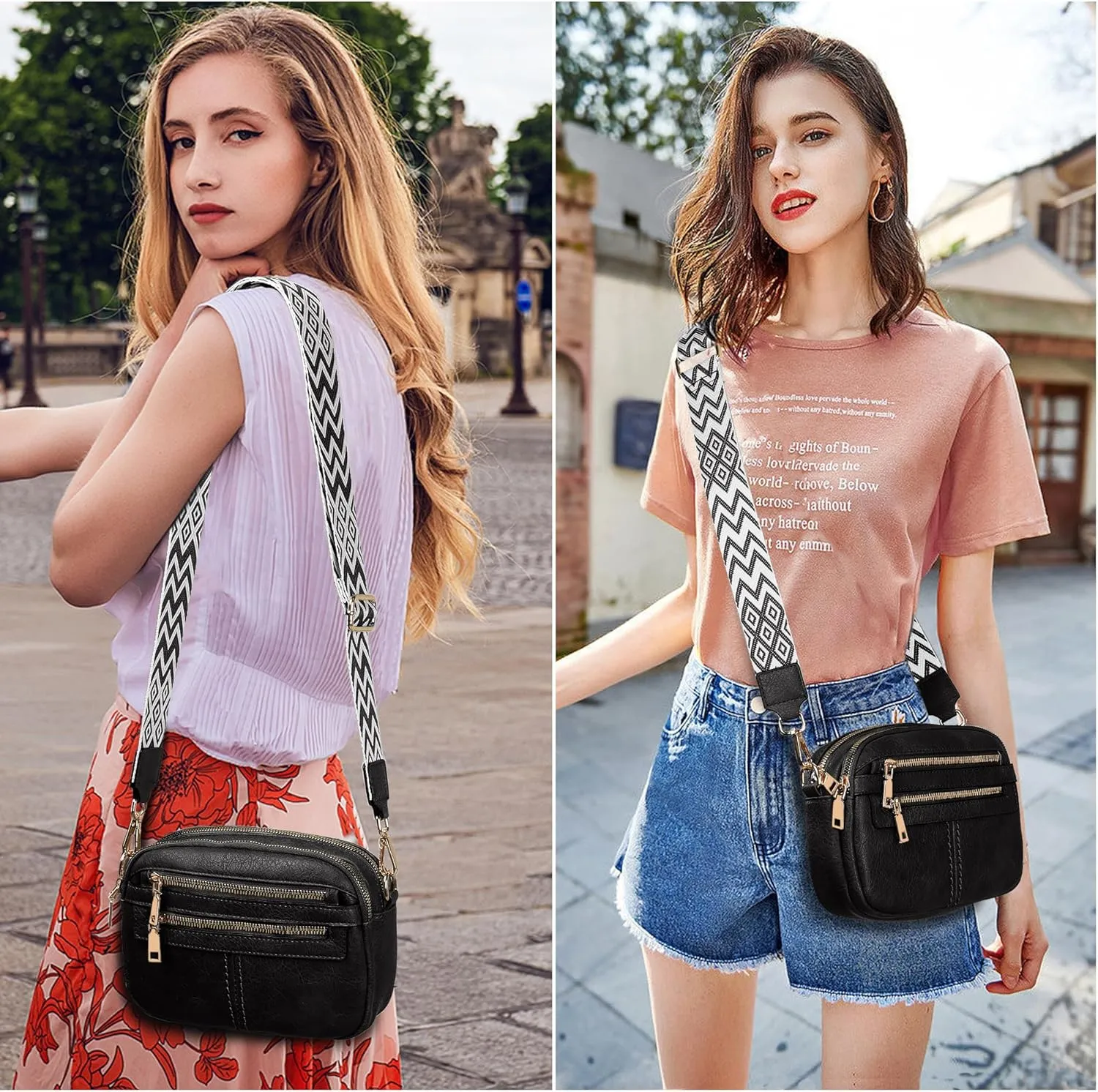 Crossbody Bags for Women, 6-Pockets Purses for Women, Vegan Leather Handbags Shoulder Bag for Travel Shopping
