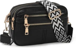 Crossbody Bags for Women, 6-Pockets Purses for Women, Vegan Leather Handbags Shoulder Bag for Travel Shopping