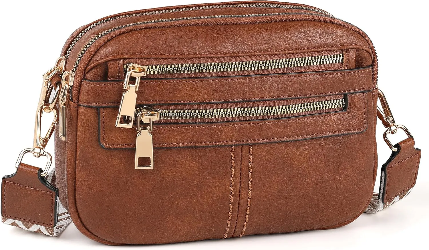 Crossbody Bags for Women, 6-Pockets Purses for Women, Vegan Leather Handbags Shoulder Bag for Travel Shopping