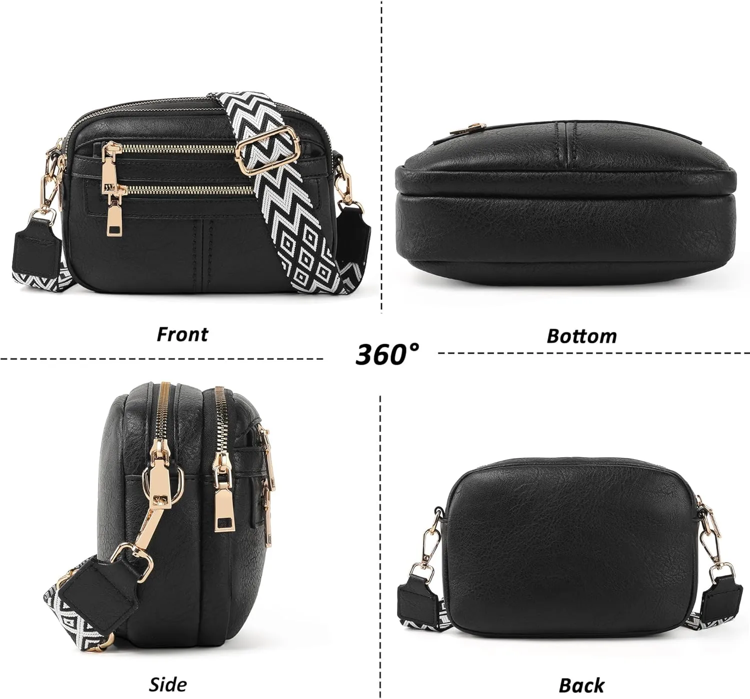 Crossbody Bags for Women, 6-Pockets Purses for Women, Vegan Leather Handbags Shoulder Bag for Travel Shopping