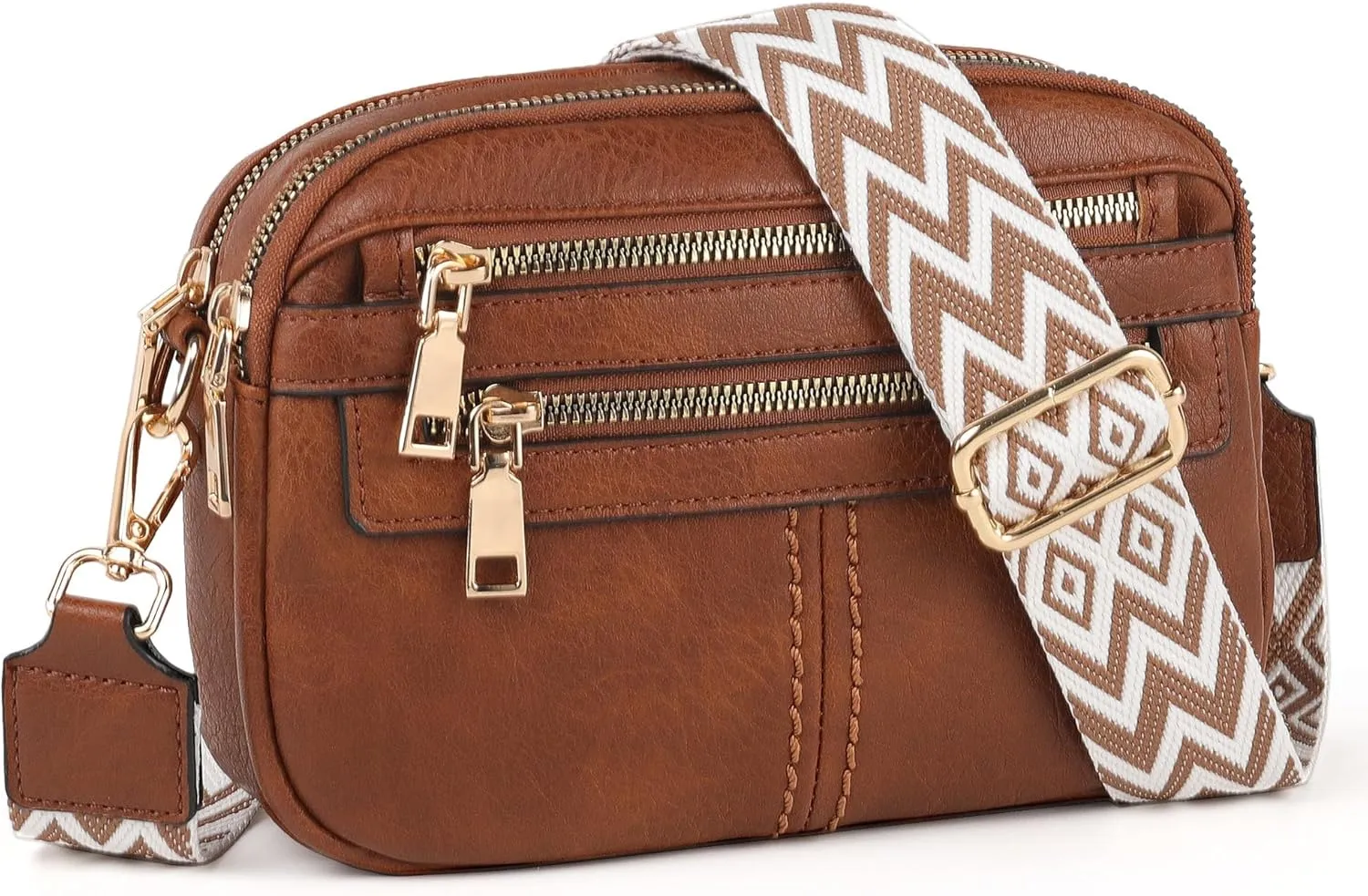Crossbody Bags for Women, 6-Pockets Purses for Women, Vegan Leather Handbags Shoulder Bag for Travel Shopping