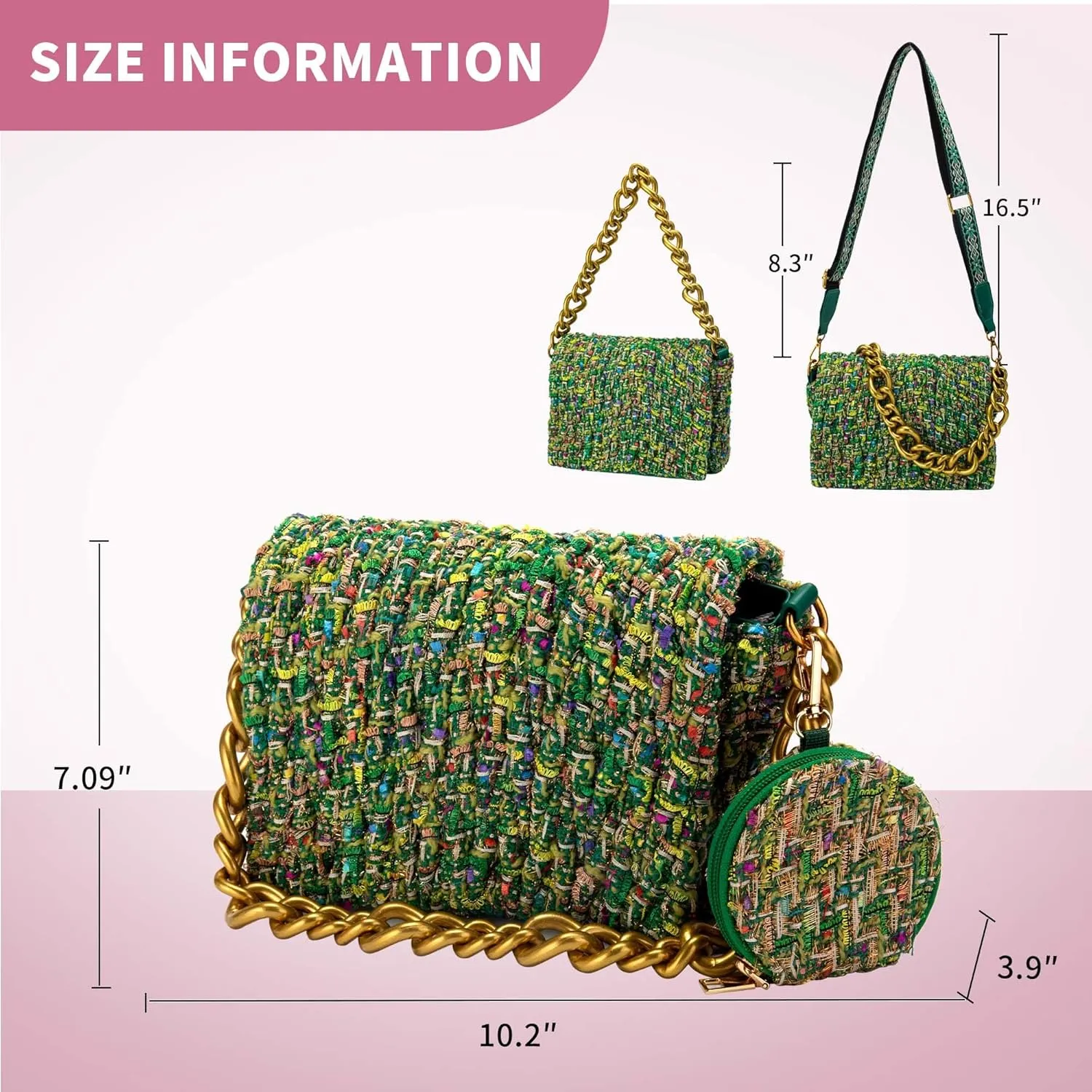 Crossbody Bags for Women Quilted Top Handle Handbags Shoulder Bag with Chain Trendy Clutch Ladies Purses Evening Bags