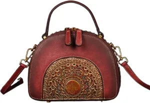 Crossbody Handbags for Women Leather Handbags Vintage Embossing Handmade Bag Leather Crossbody Bag