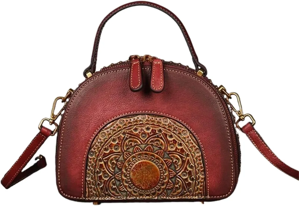 Crossbody Handbags for Women Leather Handbags Vintage Embossing Handmade Bag Leather Crossbody Bag