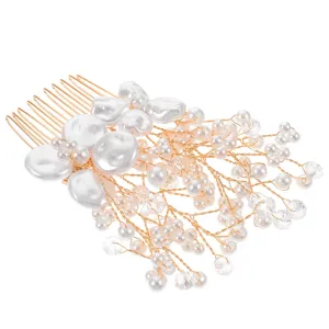 Crystal Pearl Hair Comb Bridal Wedding Side Comb Sparkling Accessory for Special Occasions