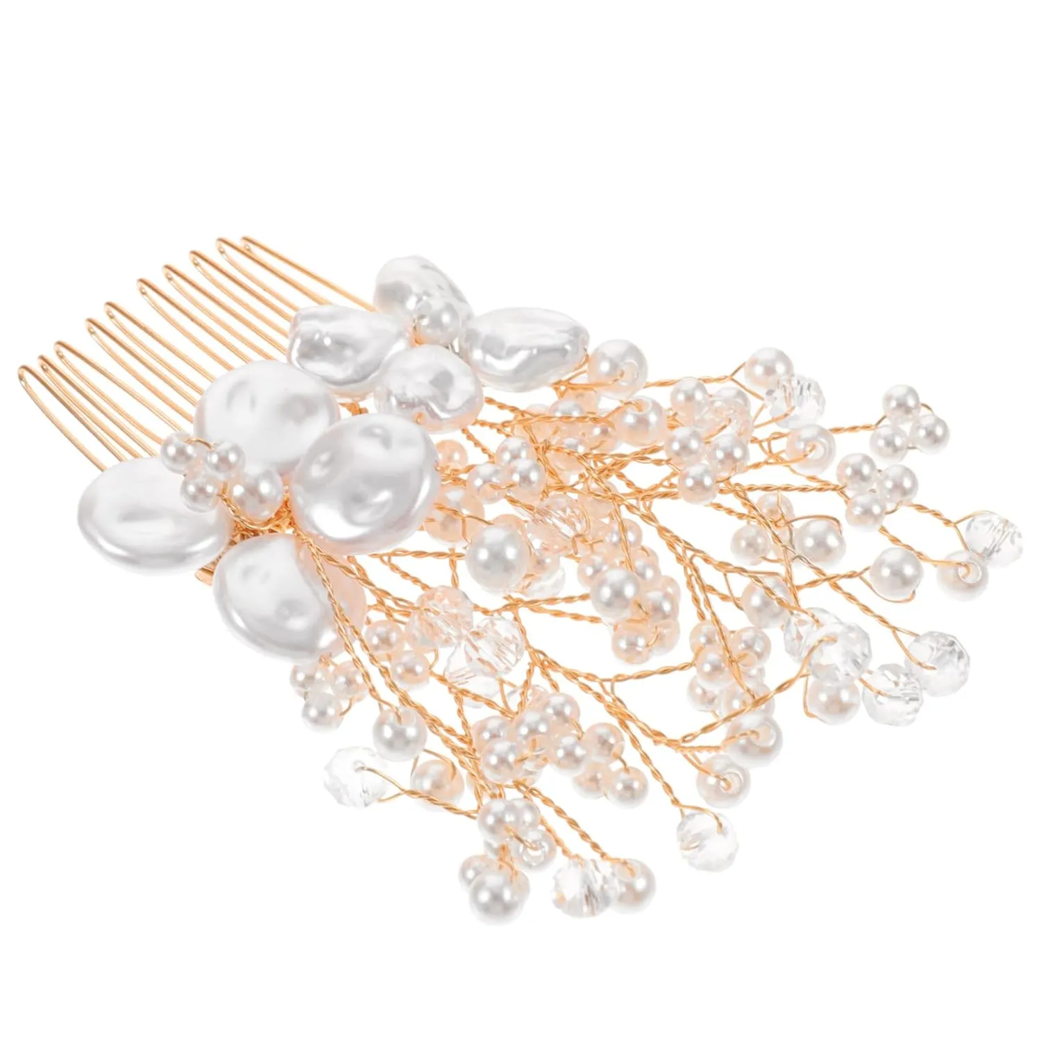 Crystal Pearl Hair Comb Bridal Wedding Side Comb Sparkling Accessory for Special Occasions