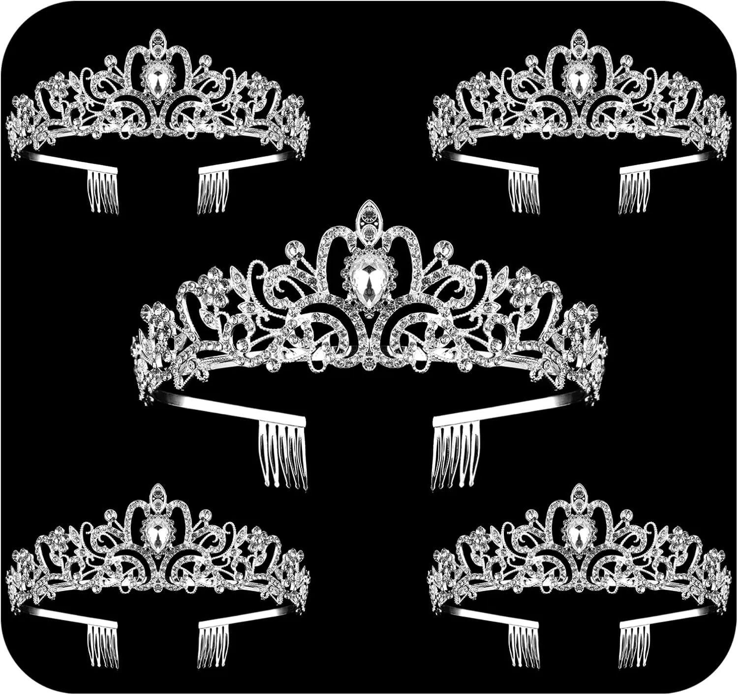 Crystal Tiara Crowns For Women Girls Princess Elegant Crown with Combs Women's Headbands Bridal Wedding Prom Birthday Party