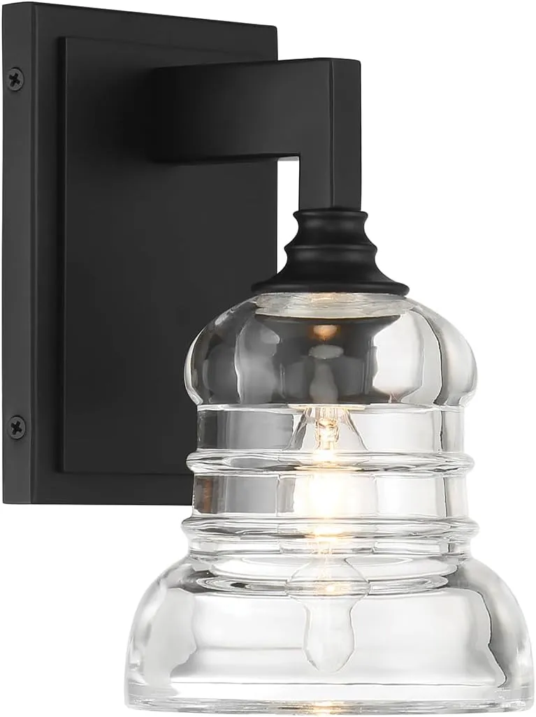 Crystorama Gregory 1 Light Matte Black Sconce